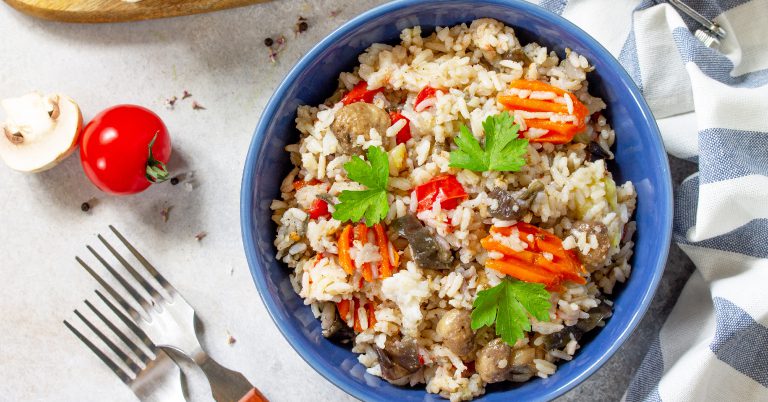 Mediterranean Brown Rice Salad with Roasted Vegetables